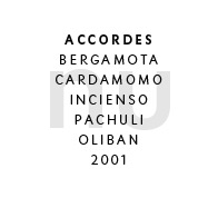 Nu - Notas: Bergamota, cardamomo, incienso, pachuli, olíbano. 2001