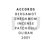 Nu - Accords: Bergamot, cardamom, incense, patchouli, oliban. 2001